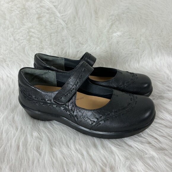 Ziera Gummibear Black Leather Mary Jane Flats EU 40 W US 9.5 W - Picture 1 of 8